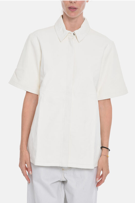 Birgitte Herskind Short-sleeved Leather Shirt In White