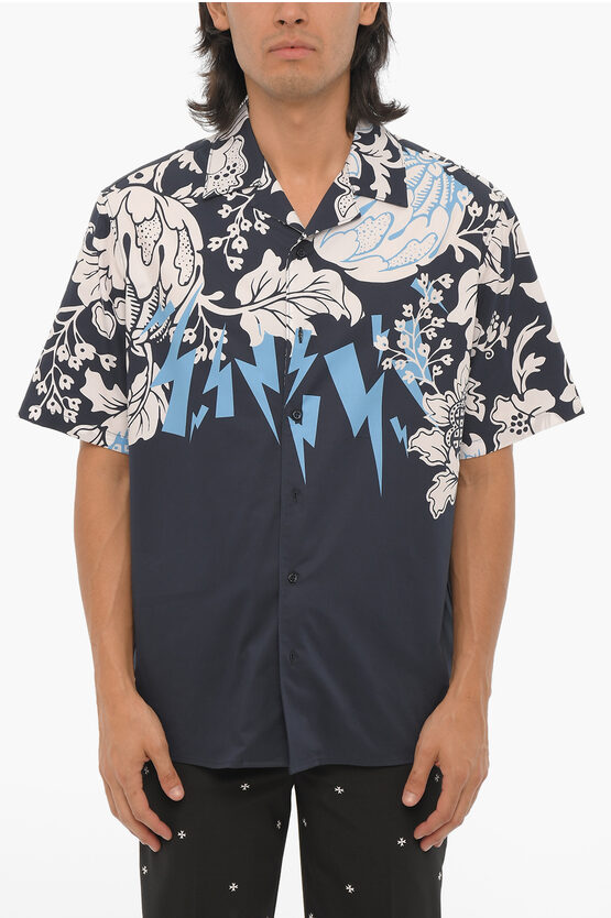 Neil Barrett Short Sleeved Loose Fit Hawaiian Bolts Shirt In Multi