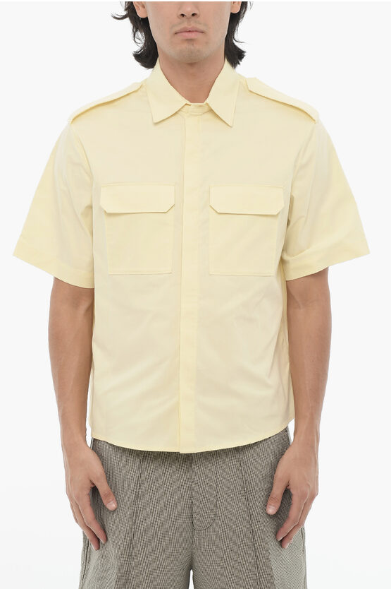 Neil Barrett Short-sleeve Military Shirt In Yellow