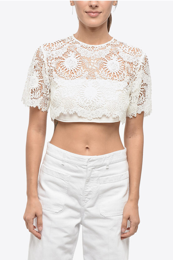 Dior Iviera Short Version Short-sleeved Top In White