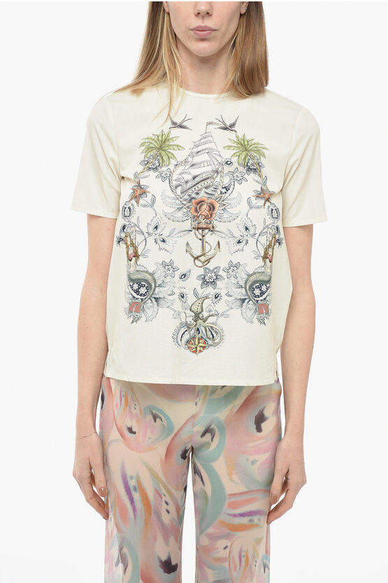 Etro Short-sleeved Popeline Blouse With Print In White