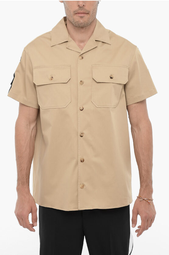 Shop Neil Barrett Short Sleeved Saharan Shirt With Double Breast Pocket