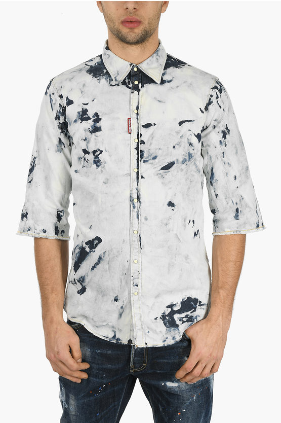 Dsquared2 Shortsleeved SEXY ROLL UP Tie Dye Denim Shirt men Glamood