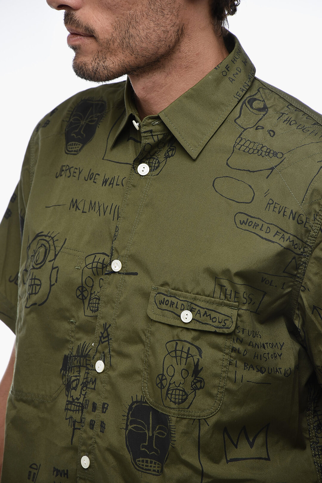 最新最全の Junya Watanabe Short-sleeved Shirt with Basquiat Pattern men トップス