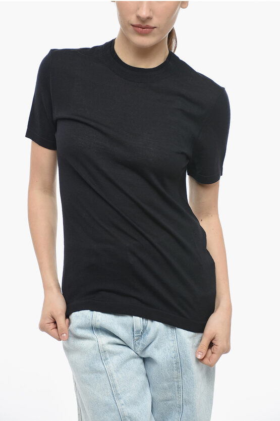 Neil Barrett Short-sleeved Sweater With Double Crewneck In Black