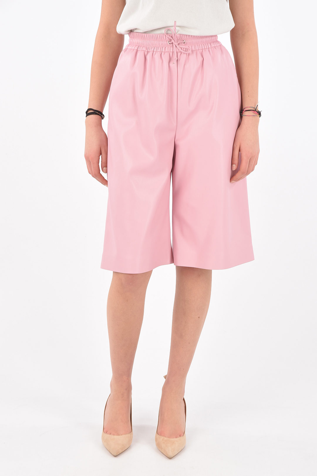 MSGM Shorts 4 Tasche in Pelle con Elastico in Vita donna - Glamood Outlet