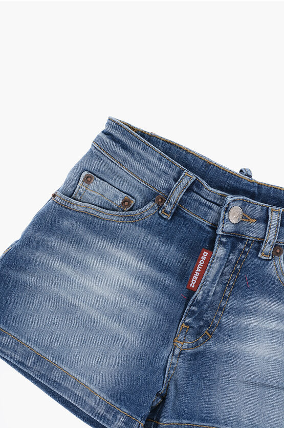 Shorts a 5-Tasche con Cuciture a Vista 