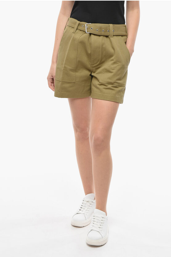 Department 5 Shorts Jaiss With Maxi Patch Pockets And Belt In Green