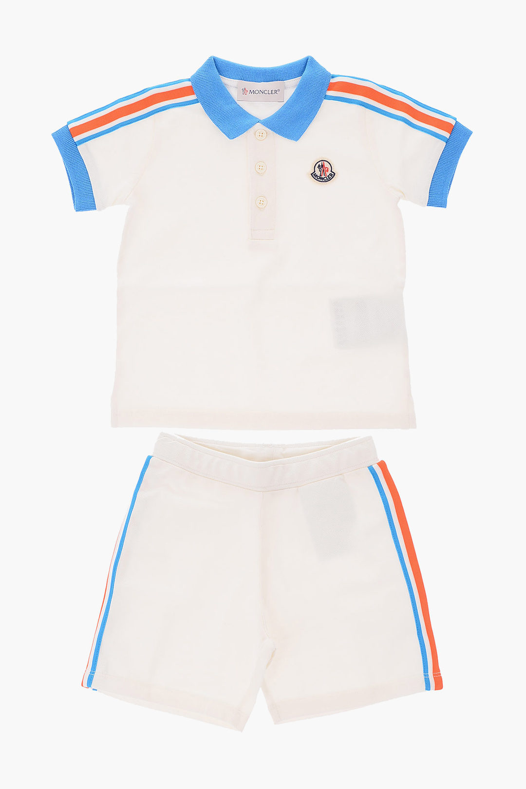 Moncler Kids Shorts Piping And 3 Buttons Polo Set boys Glamood