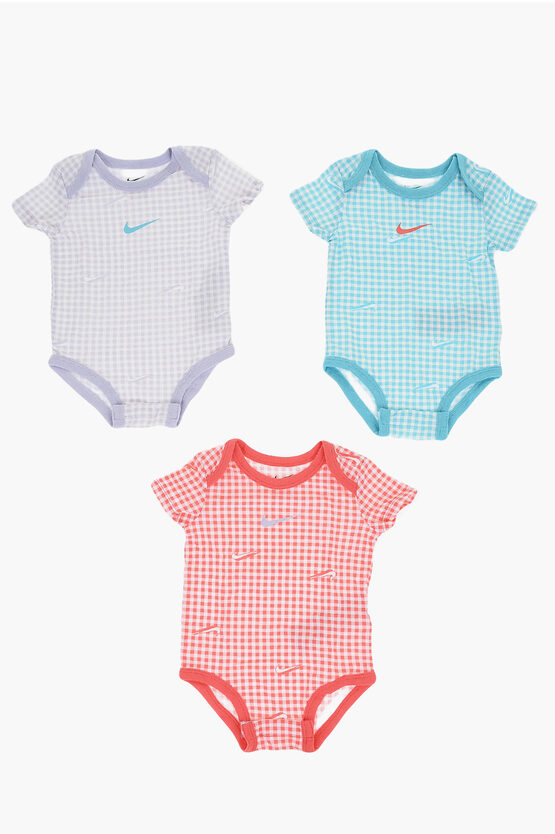 Nike Shorts Sleeve Checked 3 Pairs Of Bodysuit Set In Multi