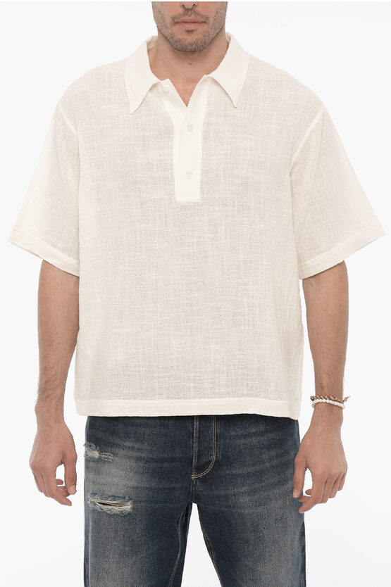 Rold Skov Shorts Sleeve Shirt With 3-buttons In Neutral