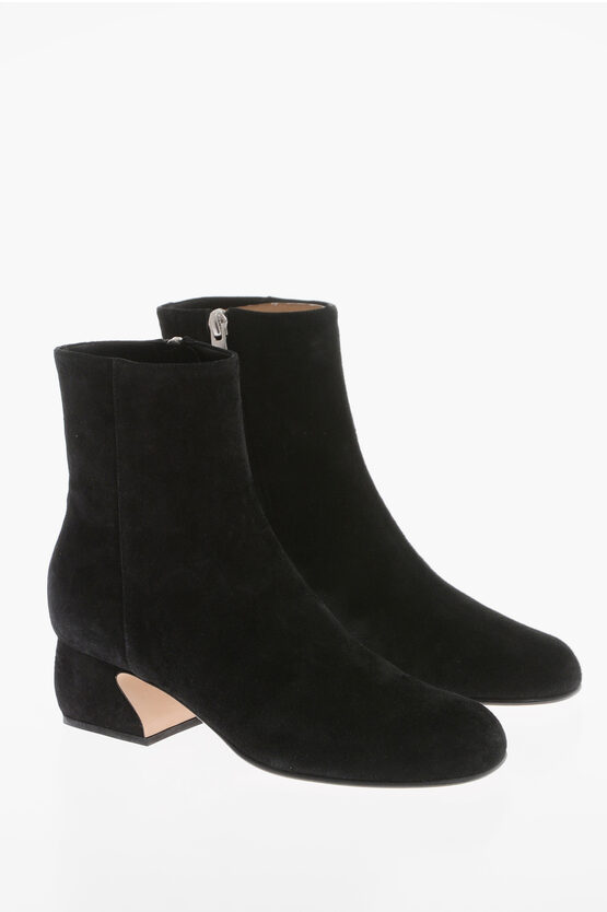 Sergio Rossi Si Covered Heel Suede Booties 5cm