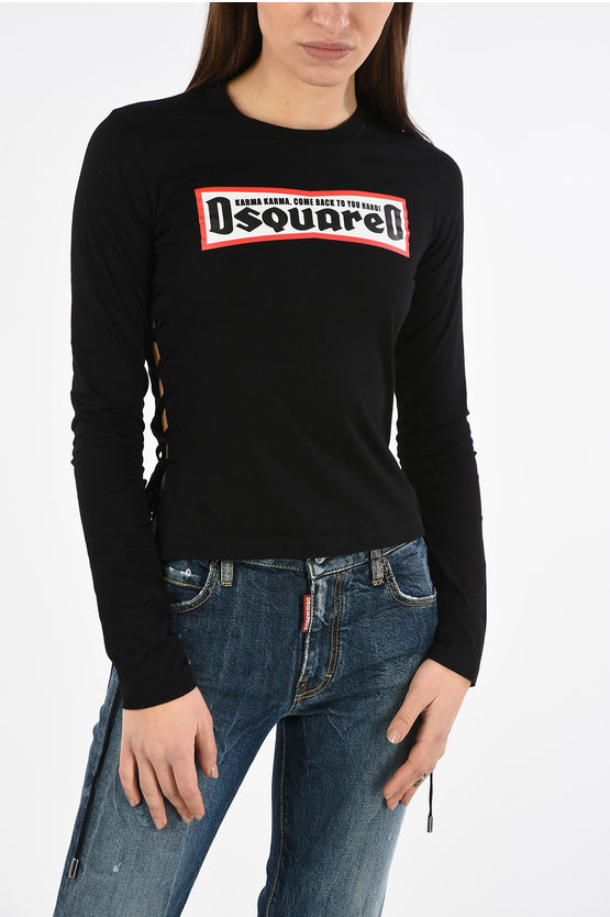 Dsquared2 Side Lace-Up Long Sleeve T-shirt women - Glamood Outlet