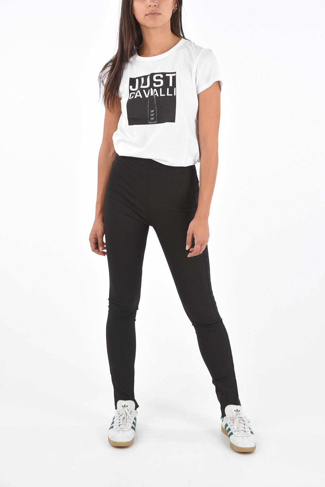Stereotype handelaar Bezit Just Cavalli Side Logo Band Slim Fit Stirrup Pants women - Glamood Outlet