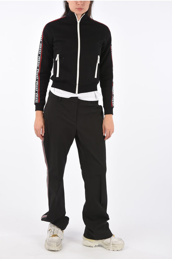 Miu Miu Side Logo Sweatshirt with Zip Closure women