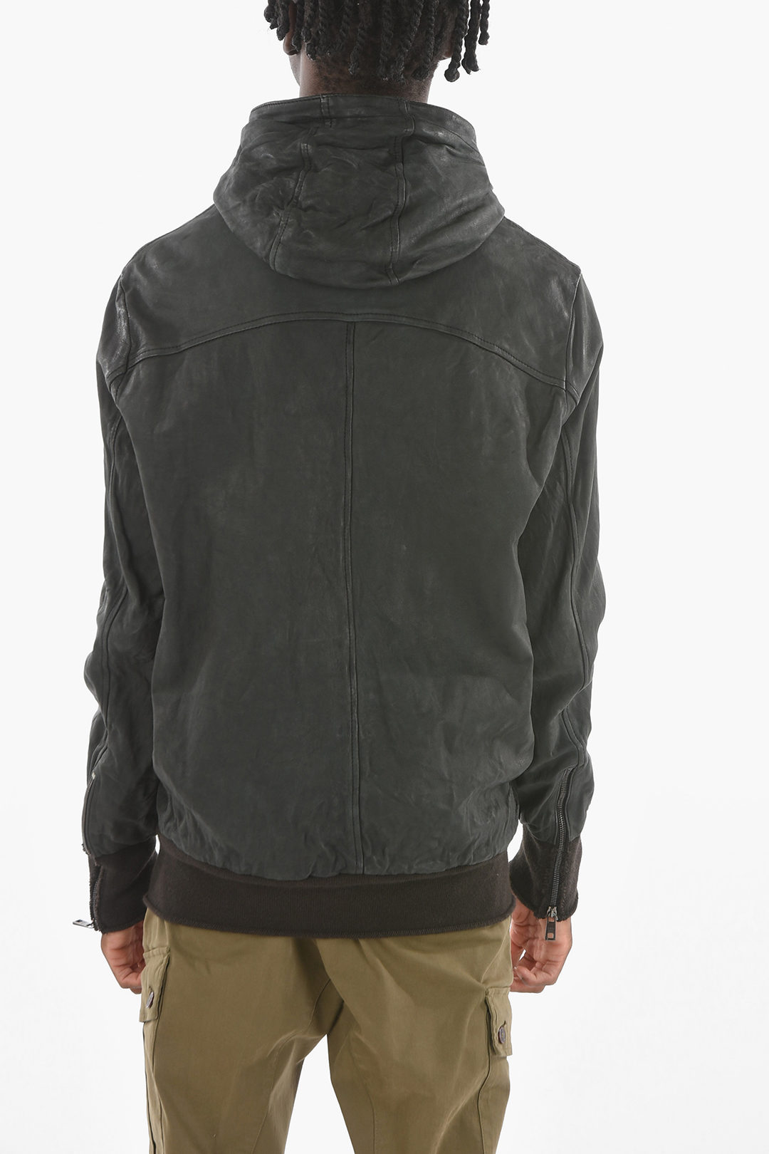 Giorgio Brato Side Pockets Hooded Leather Jacket men