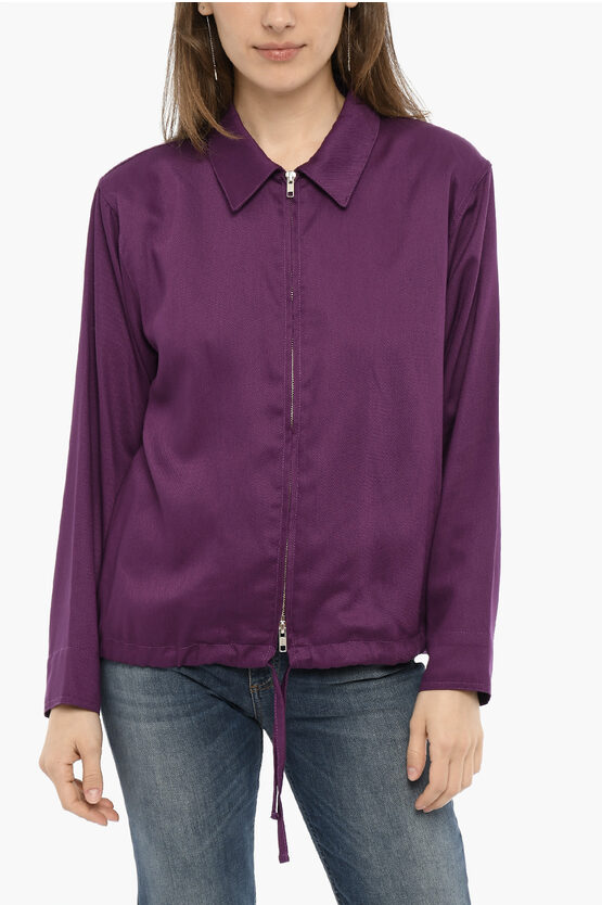 Woolrich Side Split All-over Printed Blouse In Purple