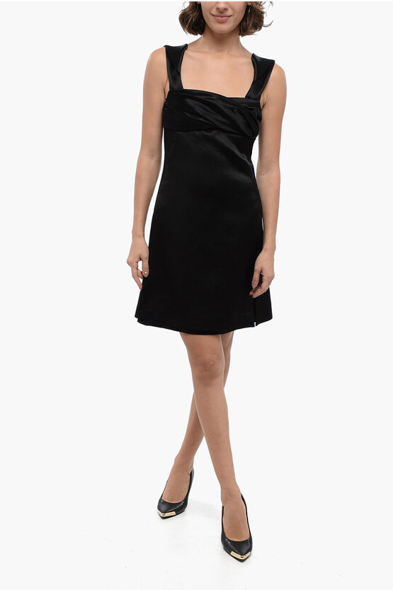 Shop Jil Sander Side Split Satin Sheath Dress With Inner Petticoat