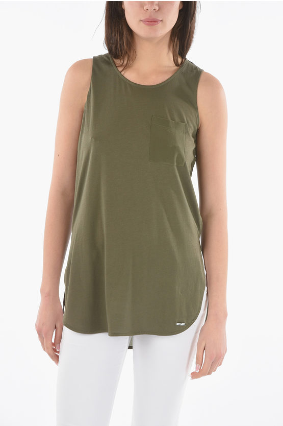 Woolrich Side Splits Oversized Top With Breast Pocket In Green