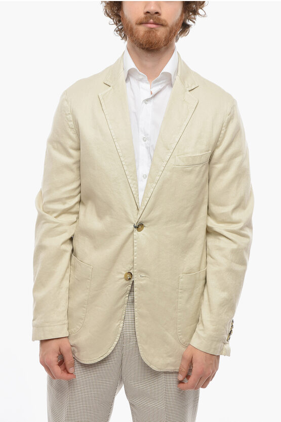Cruna Side Vents Chelsea 2-button Blazer With Patch Pocket In Neutral