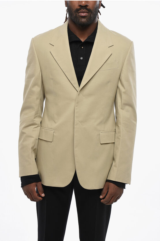 Ferragamo Side Vents Notch Lapel 2-button Blazer In Neutral