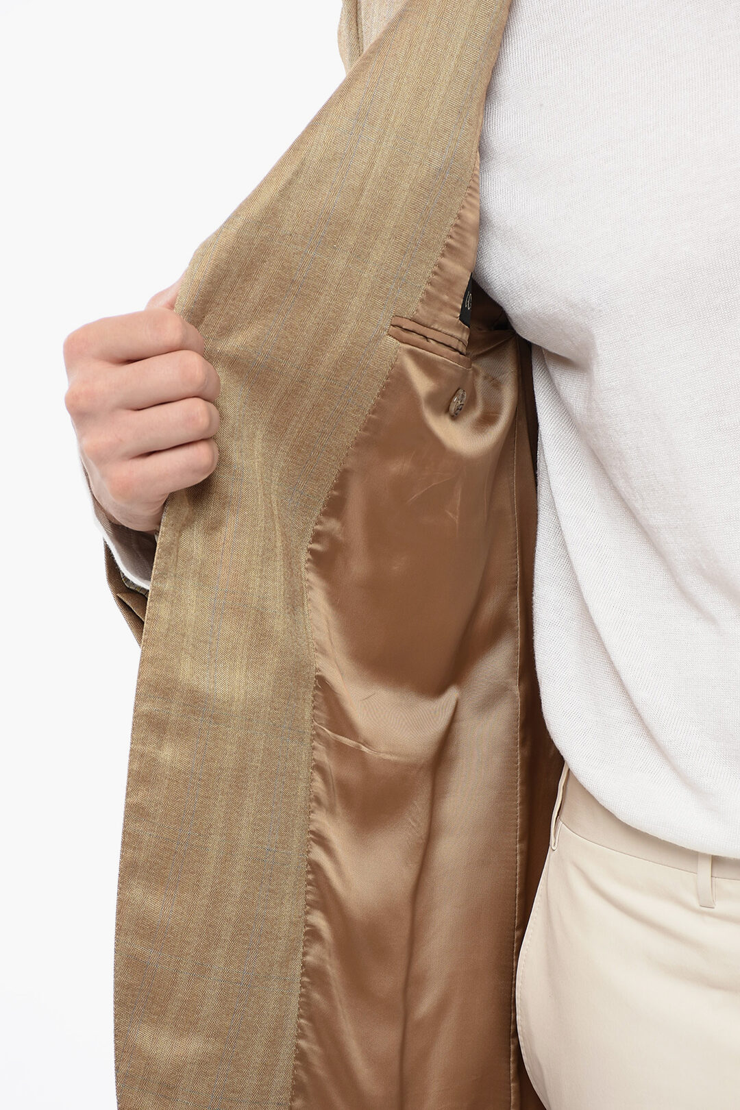 Men's Olive Side Vents Velvet Fabric Fully Lined Jacket main image 1
