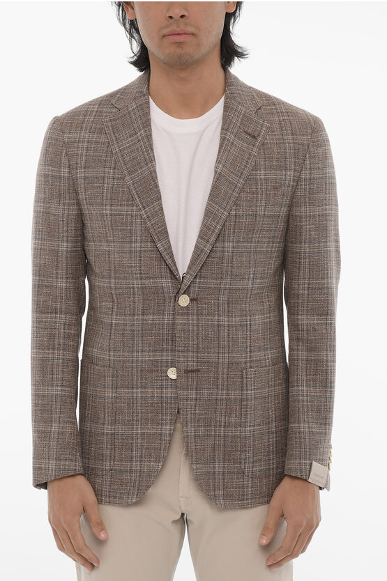 Corneliani Side Vents Notch Lapel Gate 2-button Blazer In Brown