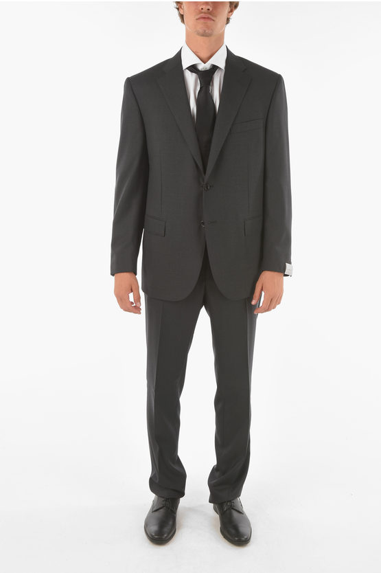 Corneliani Side Vents Notch Lapel Leader 2-button Suit In Black