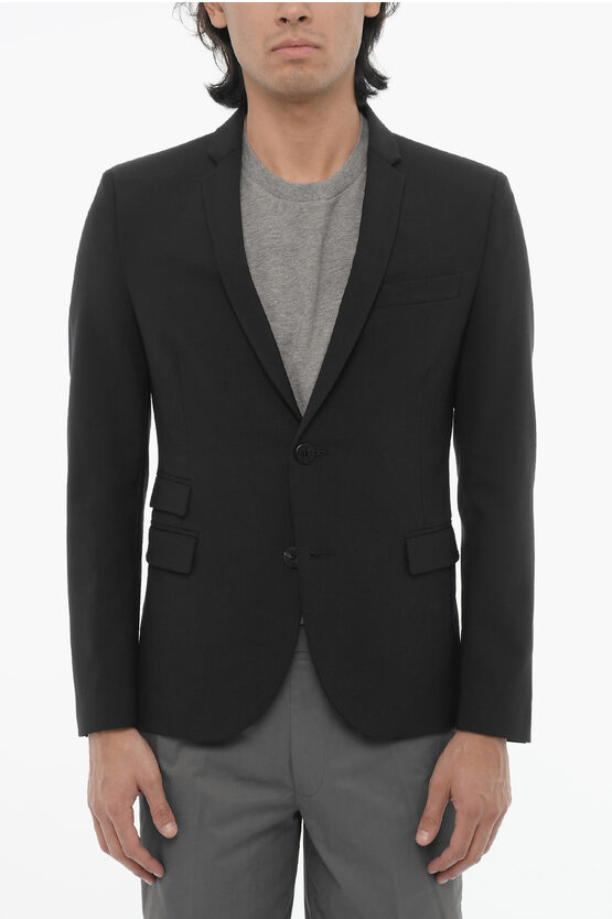 Neil Barrett Side Vents Notch Lapel Slim Fit 2-button Blazer In Black