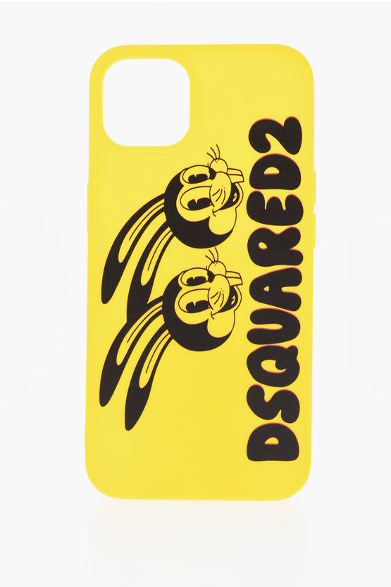 Dsquared2 Silicone Iphone 13 Pro Case With Rabbits Lunar Print In Yellow