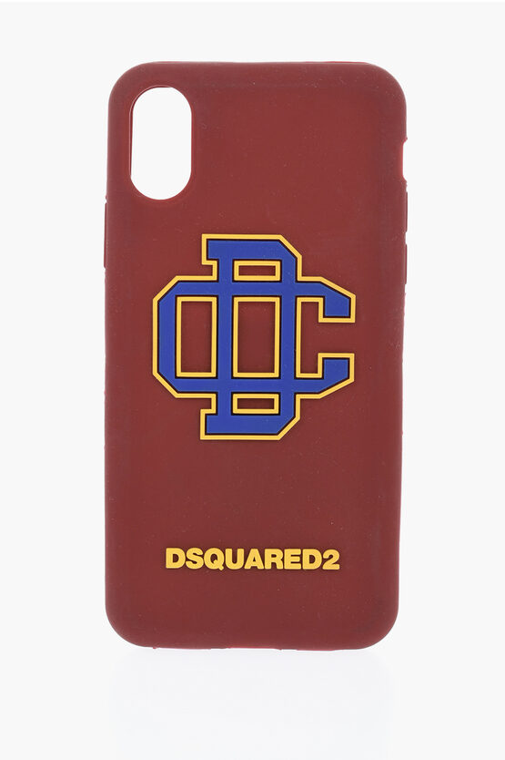 Dsquared2 Silicone Iphone X Case With Embossed Monogram In Burgundy