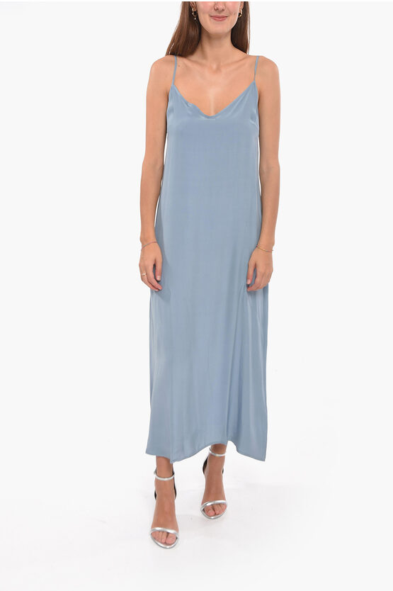 Altea Silk Abby Dress With Shoulder Straps In Blue