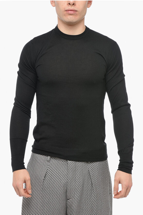 Neil Barrett Silk And Cashmere Blend Sweater With Relaxed Fit In Black