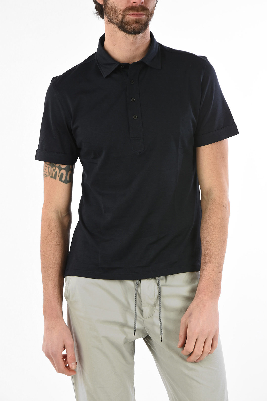 Ermenegildo Zegna Silk and Cotton 4 Button Polo Shirt men - Glamood Outlet