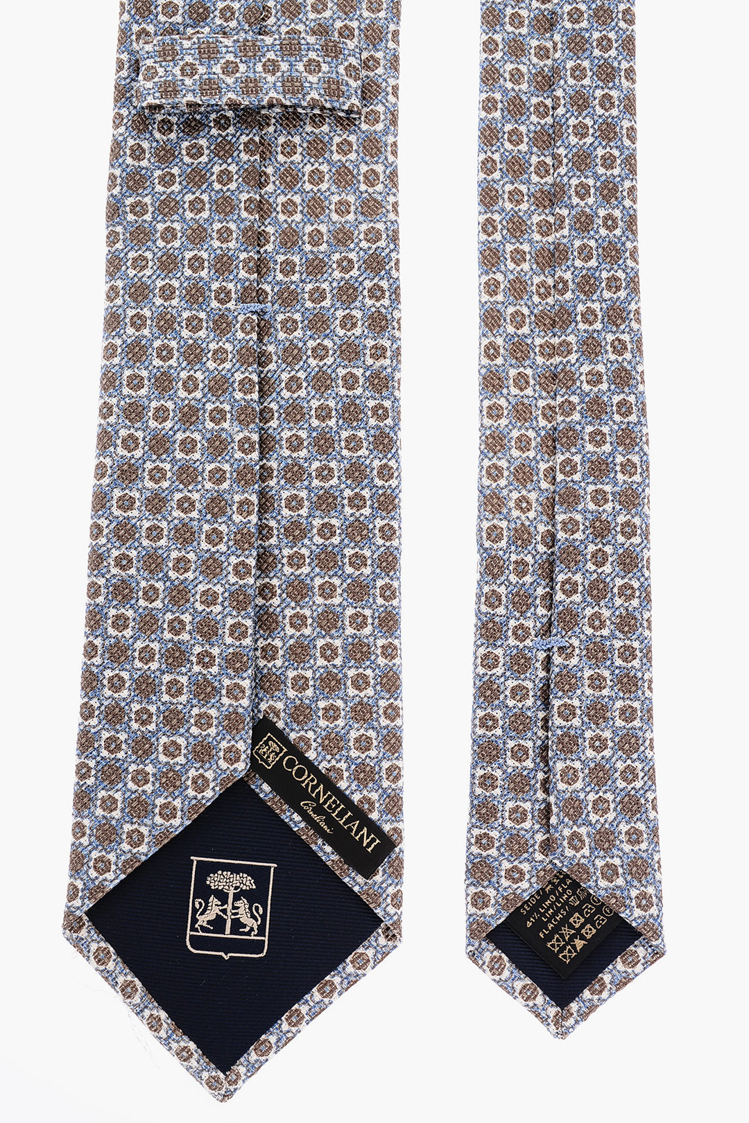 Corneliani Silk and Linen Geometric Motif Kipper Tie men - Glamood Outlet