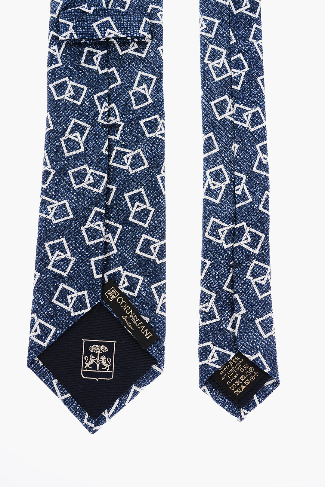Corneliani Silk and Linen Geometric Motif Kipper Tie men - Glamood Outlet