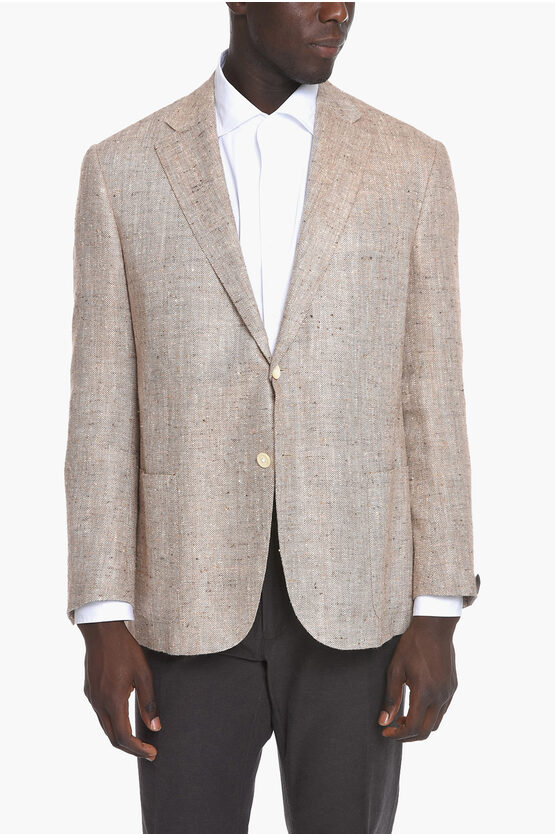 Corneliani Silk And Linen Leader Soft Blazer In Gray