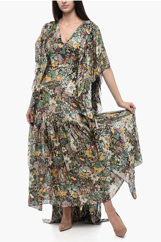 La Doublej Silk And Lurex Kaftan With Floreal Pattern