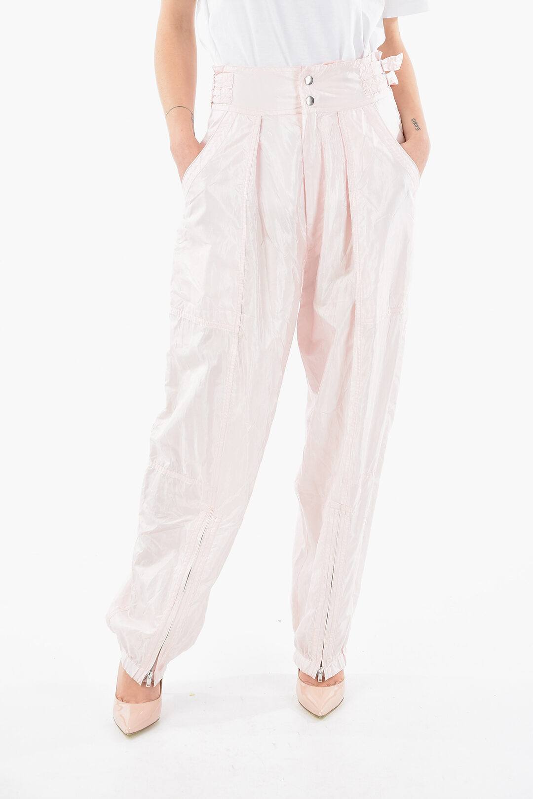 Silk and Nylon OLGA High-waisted Pants