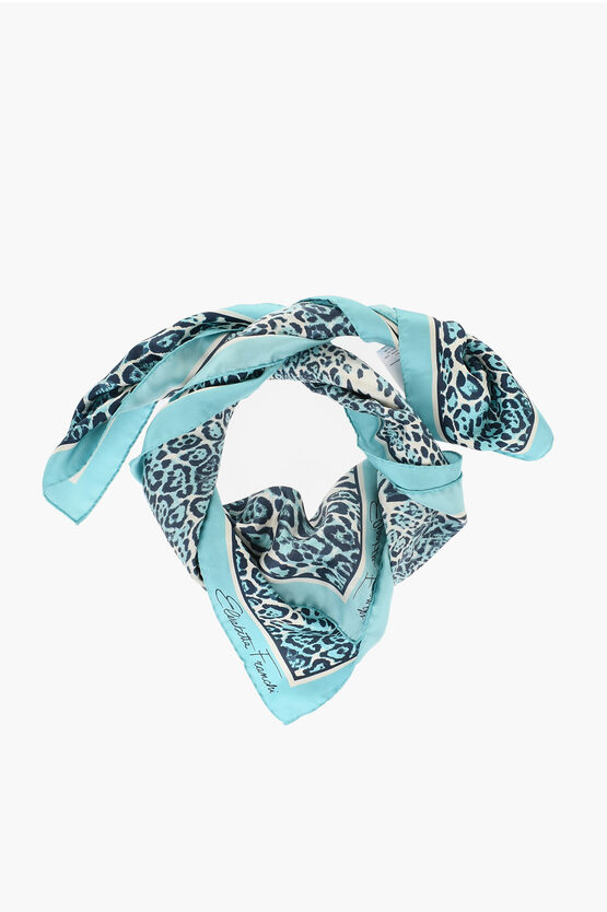 Elisabetta Franchi Silk Animalier Foulard In Multi