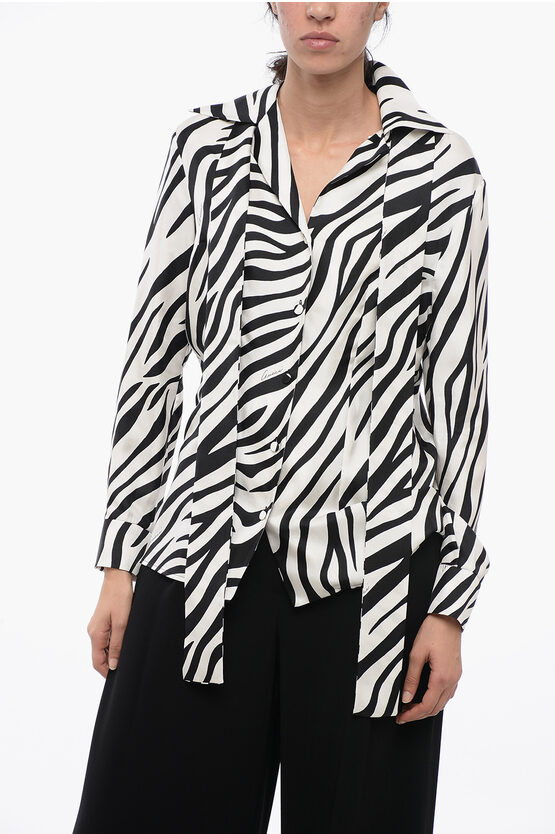 Shop Gucci Silk Animalier Shirt With Self-tie Detail