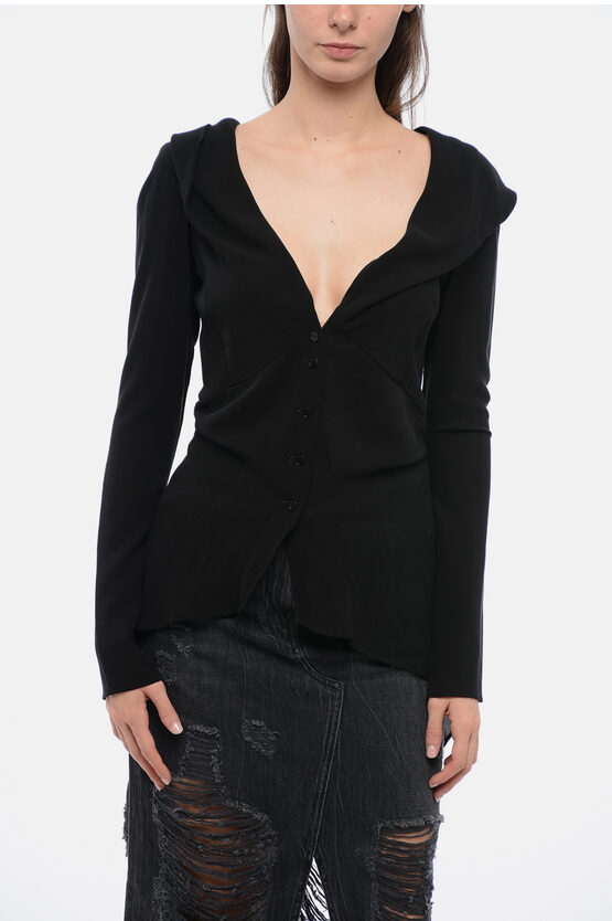 Shop Stella Mccartney Silk Asymmetric Shirt With Wide Neckline