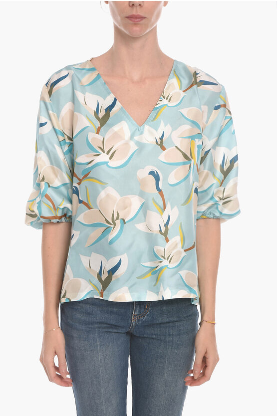 Shop Altea Silk Bessy Blouse With Puffed Sleeves