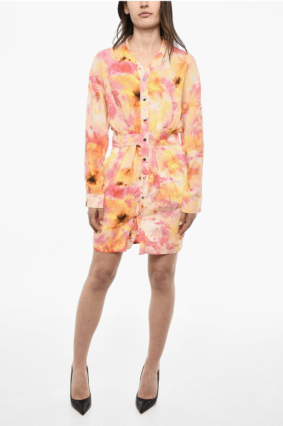 Dsquared2 Silk Blend Chemise Dress With Floral Motif