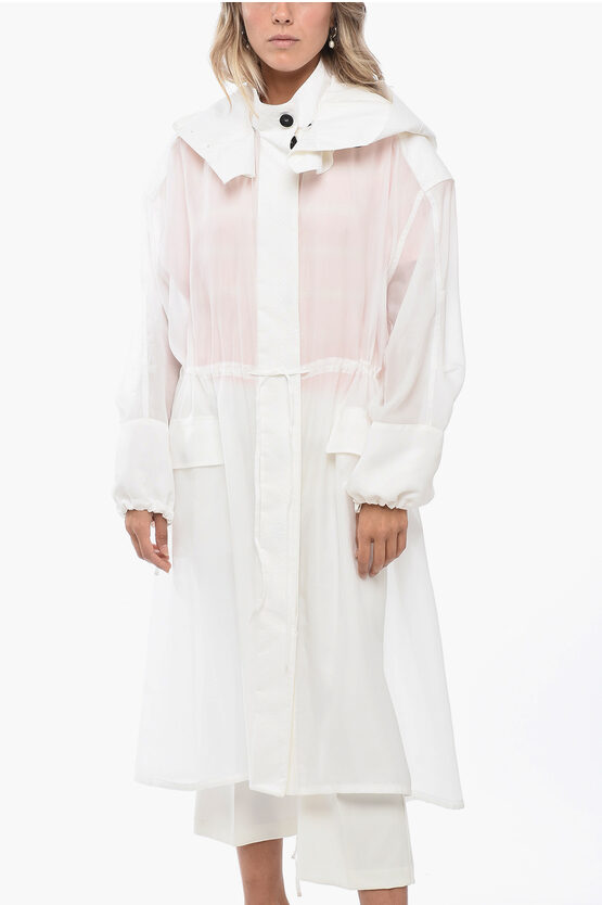 Ferragamo Silk Blend Chiffon Trenchcoat With Removable Hood
