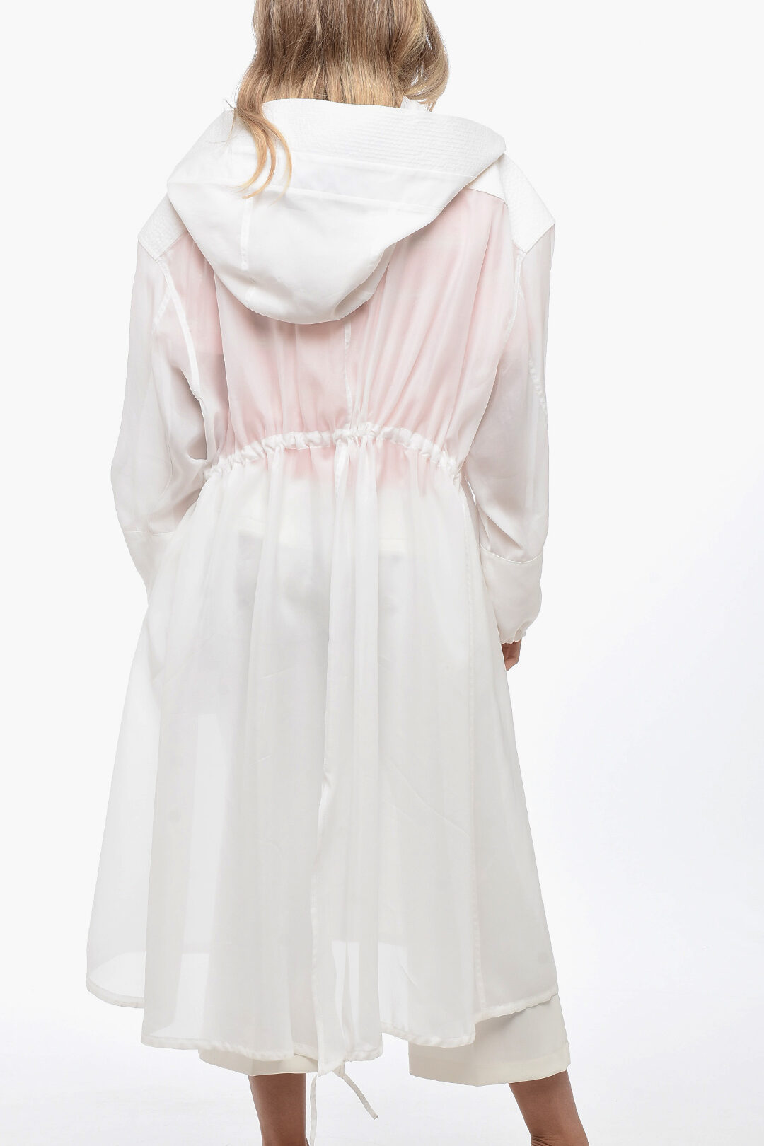 SALVATORE FERRAGAMO フト付きトレンチコト 13C328761234 WHITE Salvatore Ferragamo Silk Blend Chiffon Trenchcoat with
