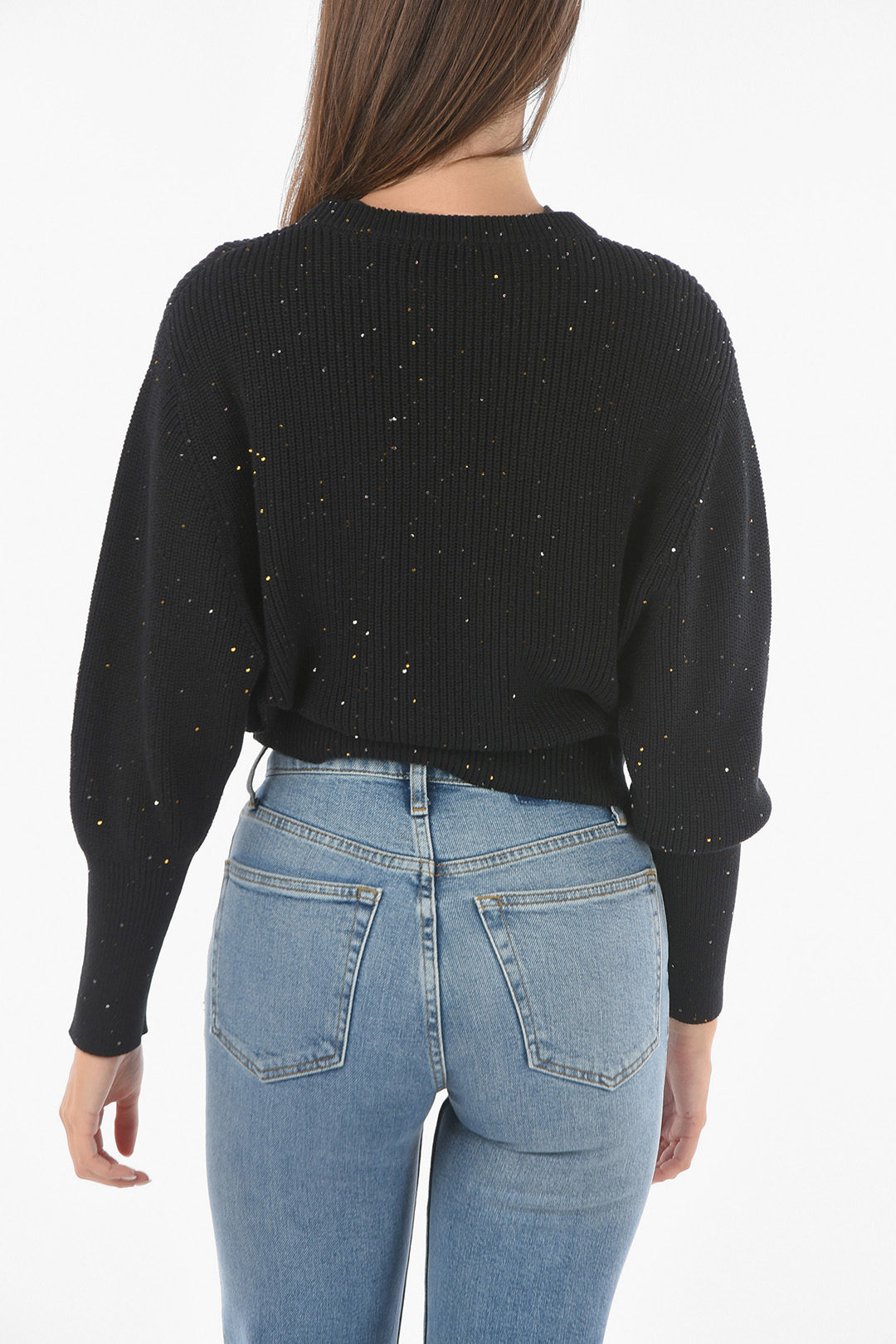 Silk Blend Crewneck Sweater embellished with Sequins