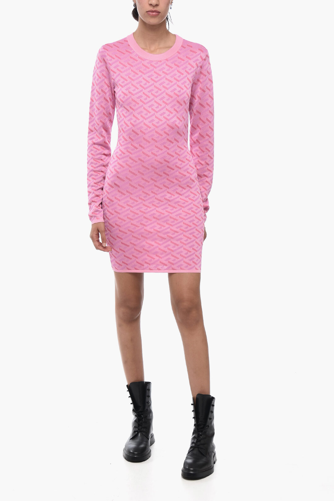 Versace Silk Blend Dress with LA GRECA Pattern women