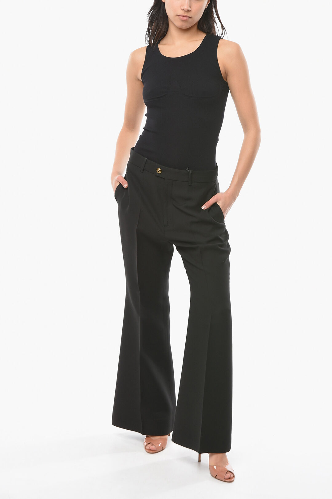 Gucci Silk-blend Flared Trousers with Front Pleats women