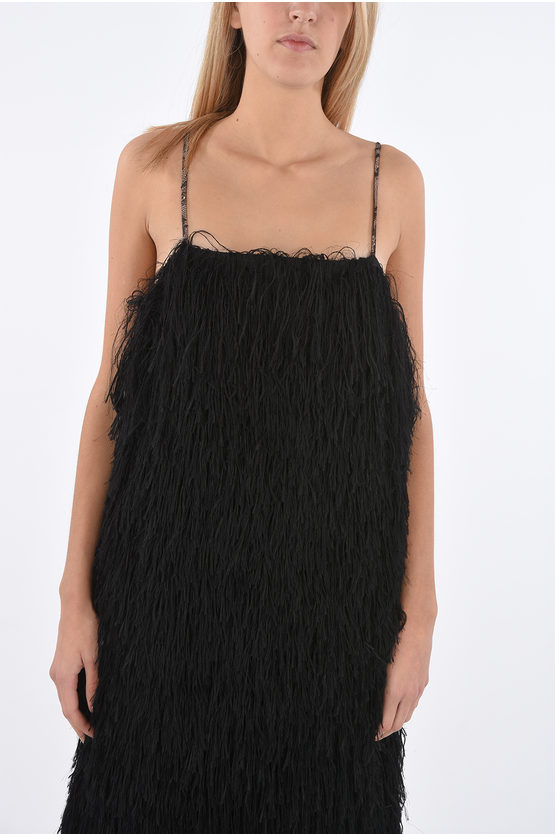 Rochas Silk Blend fuzzy spaghetti strap Jumper Dress women Glamood Outlet